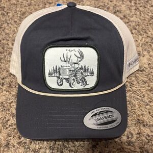 NET Columbia dark grey and Tan Snapback Hat With forest,  tractor and dog